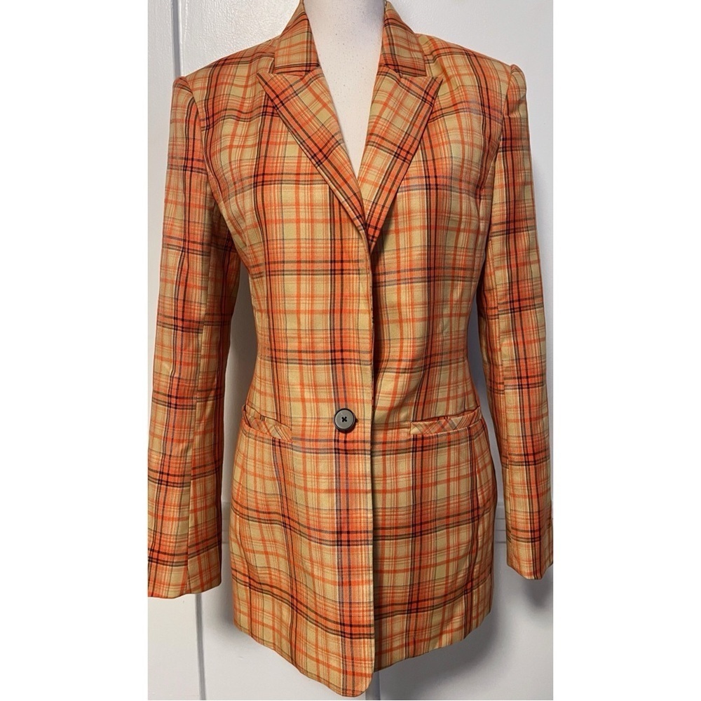 Grey Lab Los Angeles • Orange Plaid Oversized Blazer